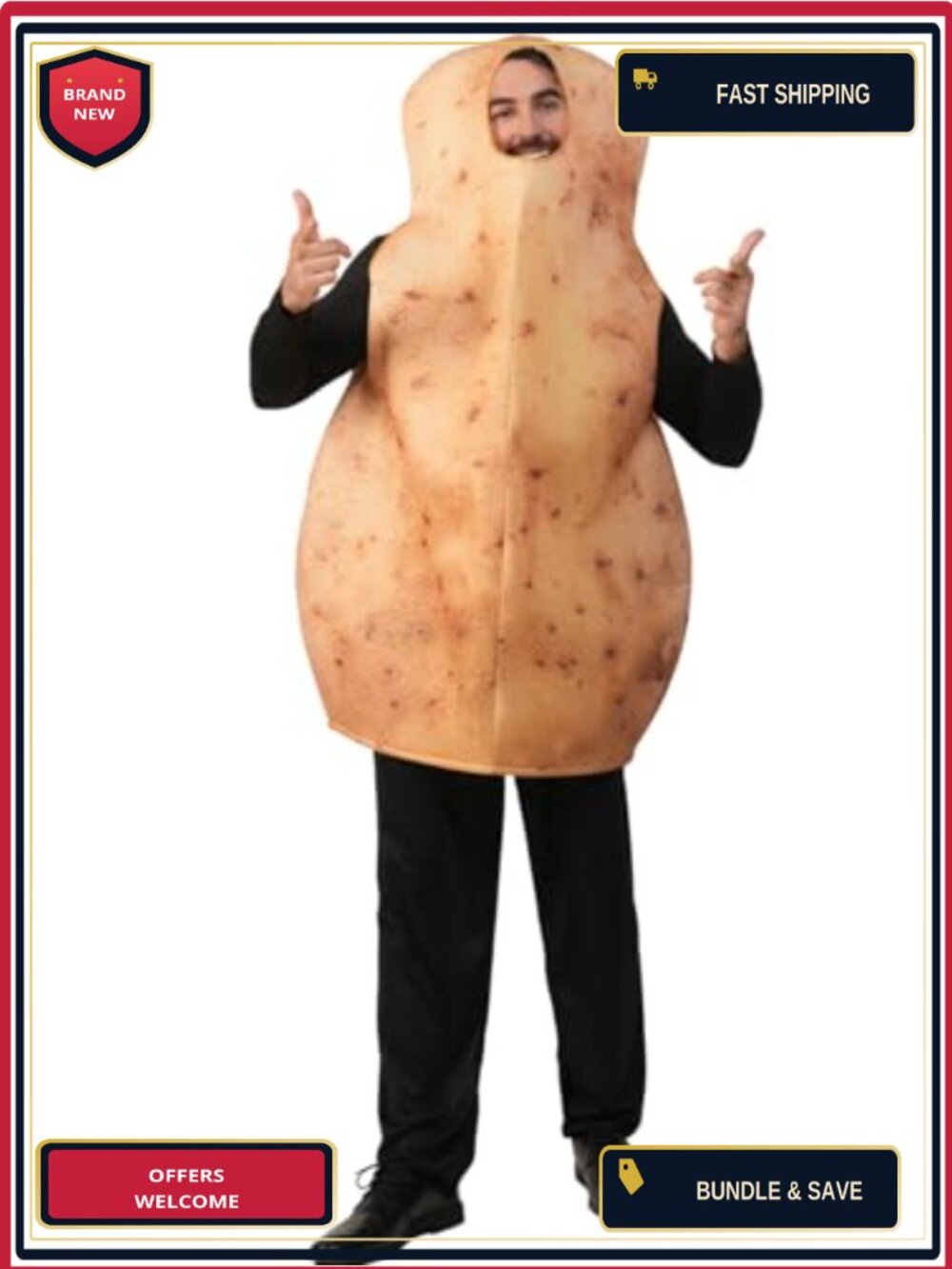 Adult Potato Costume Jumpsuit Fun Food Role Play Halloween Party